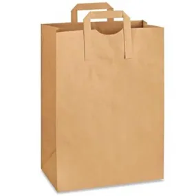 12'' x 7'' x 17'' Kraft Flat Handle Bags 300/case