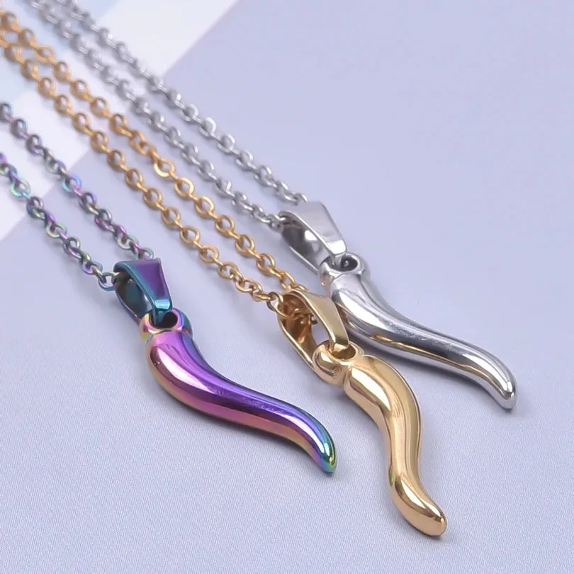 1Pc Stainless Steel Hot Pepper Pendant Necklace for Women