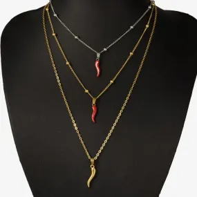 1Pc Stainless Steel Hot Pepper Pendant Necklace for Women