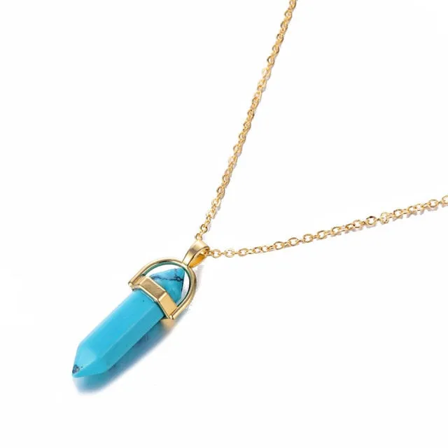 2021 IPARAM Fashion Trend Crystals Necklace Bohemian Hexagon Opal Pendant Necklace
