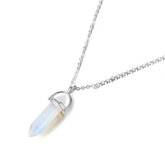 2021 IPARAM Fashion Trend Crystals Necklace Bohemian Hexagon Opal Pendant Necklace
