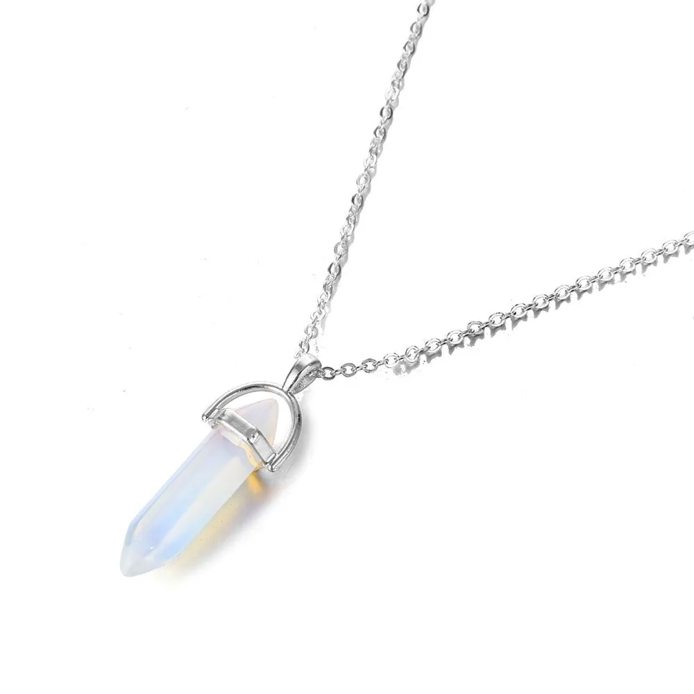 2021 IPARAM Fashion Trend Crystals Necklace Bohemian Hexagon Opal Pendant Necklace