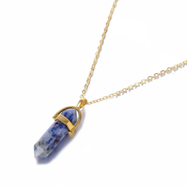 2021 IPARAM Fashion Trend Crystals Necklace Bohemian Hexagon Opal Pendant Necklace