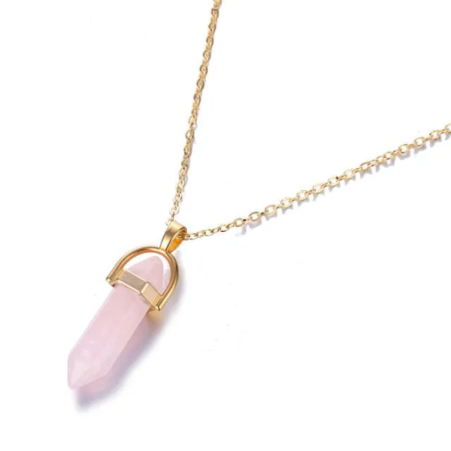 2021 IPARAM Fashion Trend Crystals Necklace Bohemian Hexagon Opal Pendant Necklace