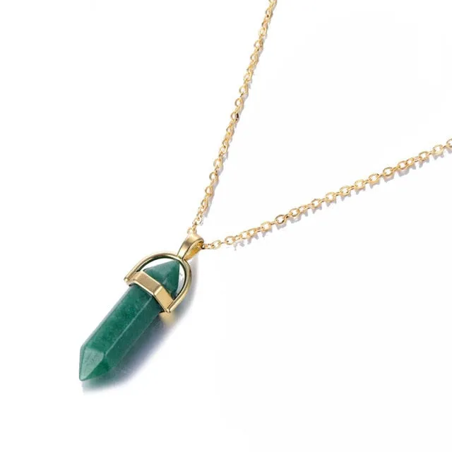 2021 IPARAM Fashion Trend Crystals Necklace Bohemian Hexagon Opal Pendant Necklace