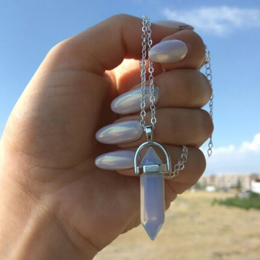 2021 IPARAM Fashion Trend Crystals Necklace Bohemian Hexagon Opal Pendant Necklace