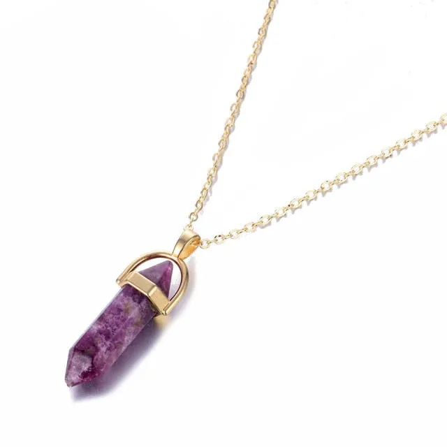 2021 IPARAM Fashion Trend Crystals Necklace Bohemian Hexagon Opal Pendant Necklace