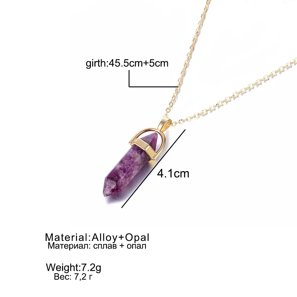 2021 IPARAM Fashion Trend Crystals Necklace Bohemian Hexagon Opal Pendant Necklace