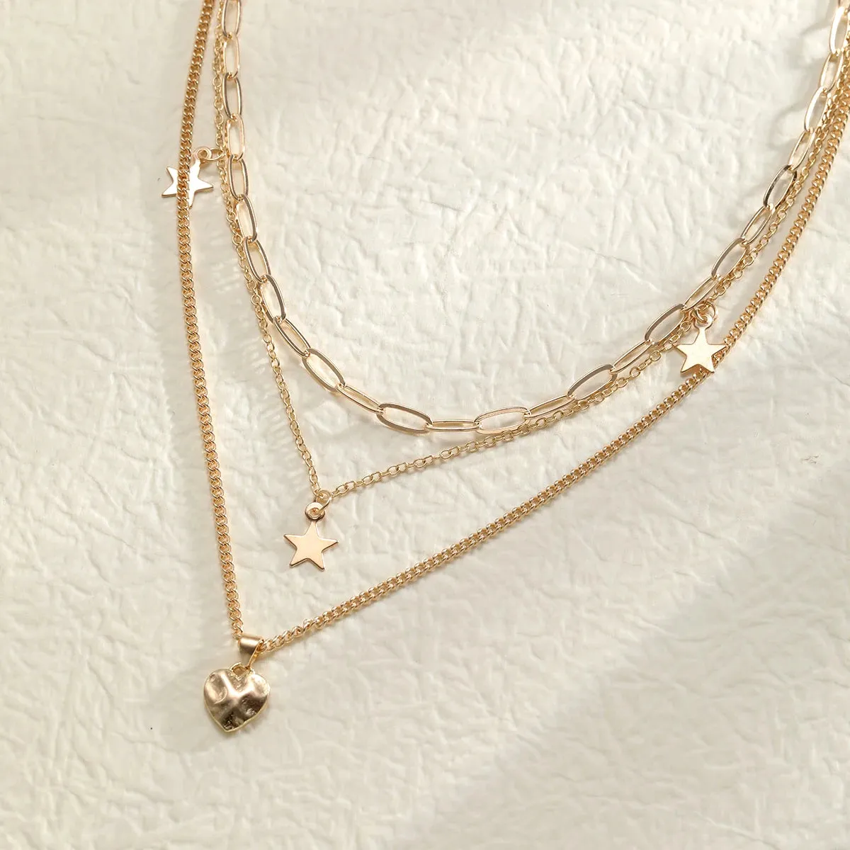 9 Pcs Simple Choker Necklaces for Women Fashion Love Heart Star Pendant Jewelry Gift
