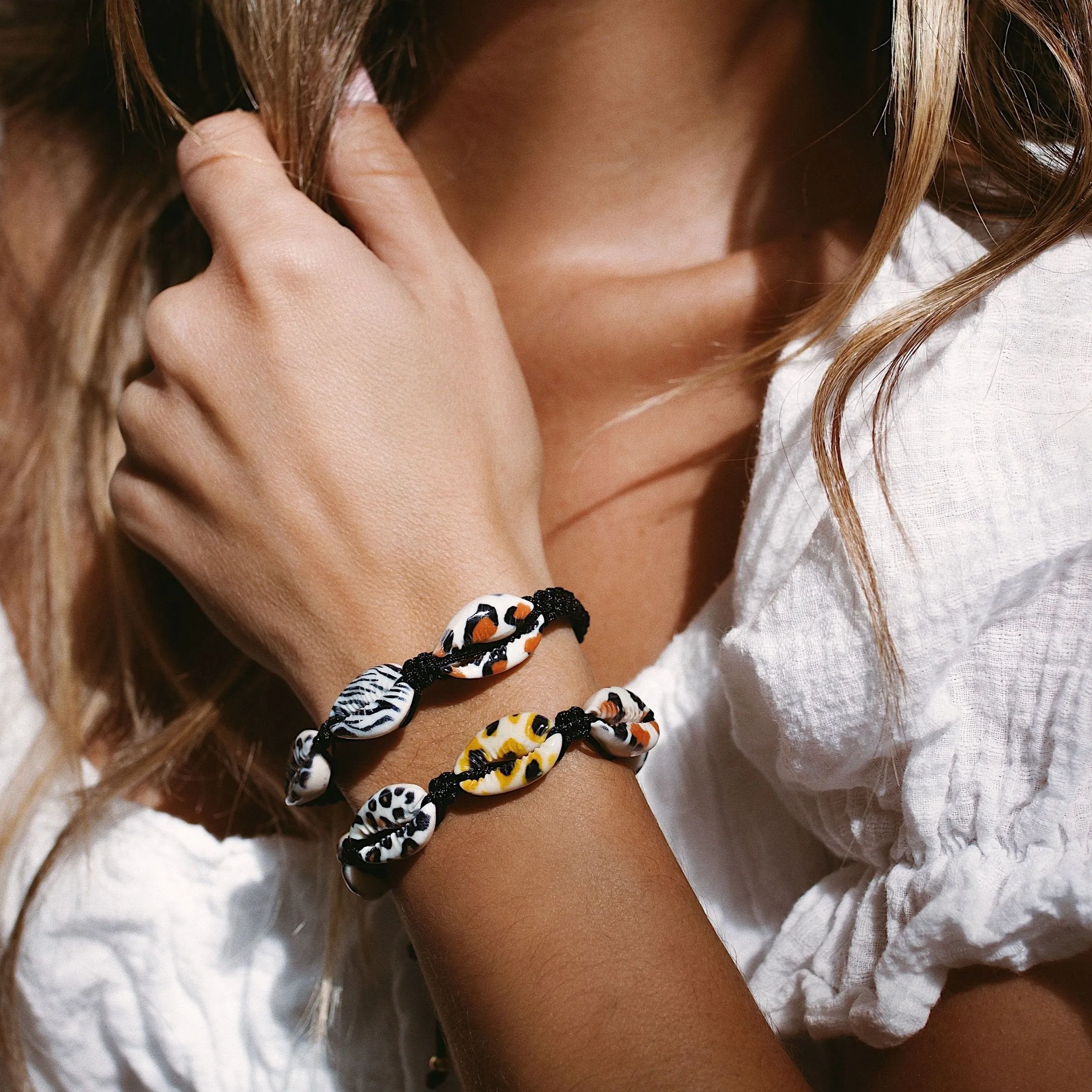 Adjustable Animal Print Shell Bracelets