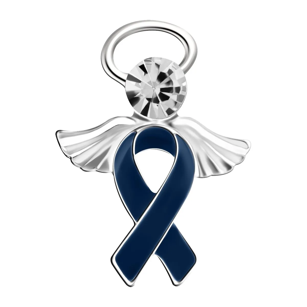 Angel Dark Blue Ribbon Awareness Pins