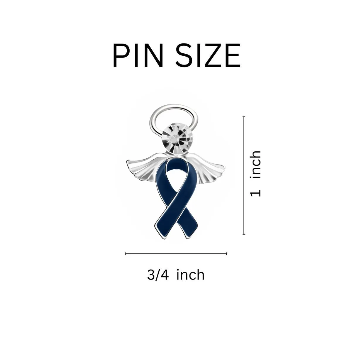 Angel Dark Blue Ribbon Awareness Pins