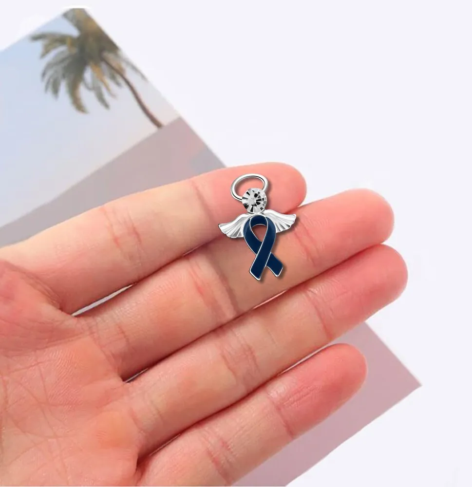 Angel Dark Blue Ribbon Awareness Pins
