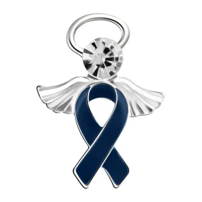 Angel Dark Blue Ribbon Awareness Pins