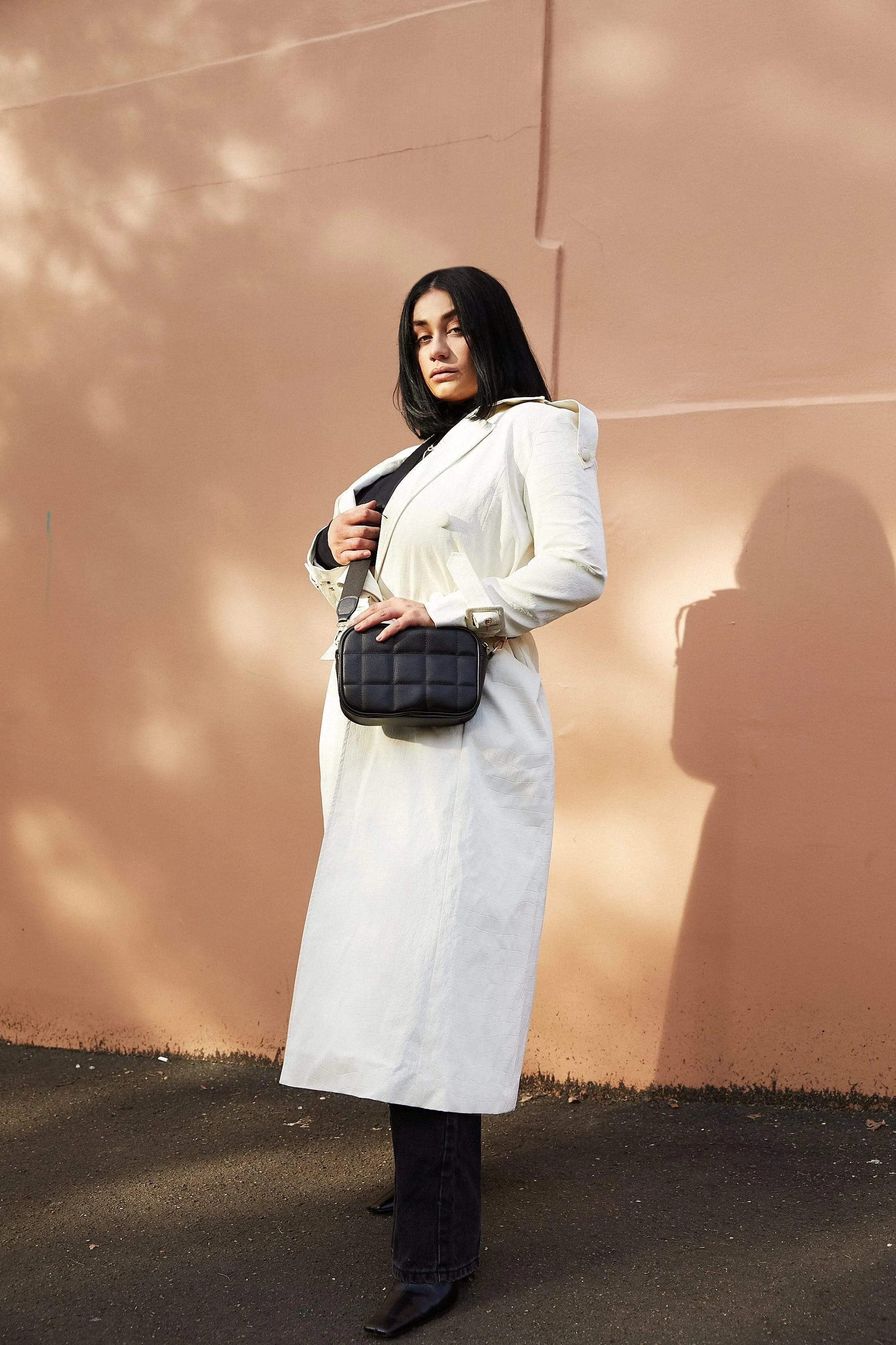 Black Amy Quilted Crossbody Bag