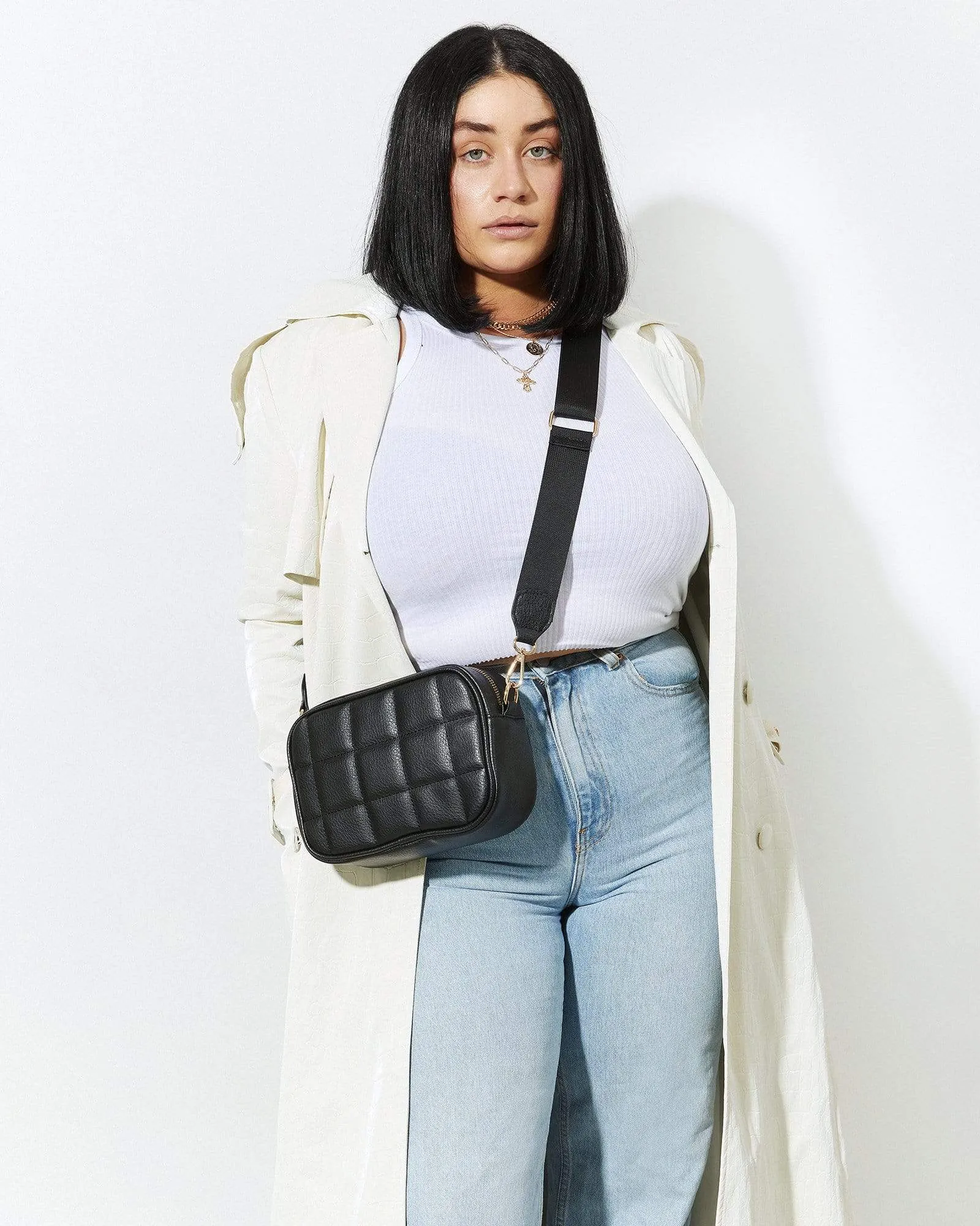 Black Amy Quilted Crossbody Bag