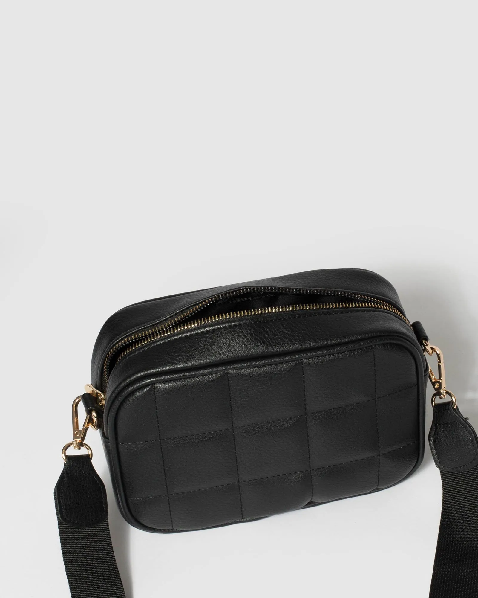 Black Amy Quilted Crossbody Bag
