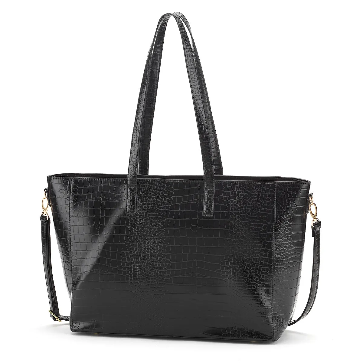 Black Crocodile Michelle Work Purse by Viv &  Lou