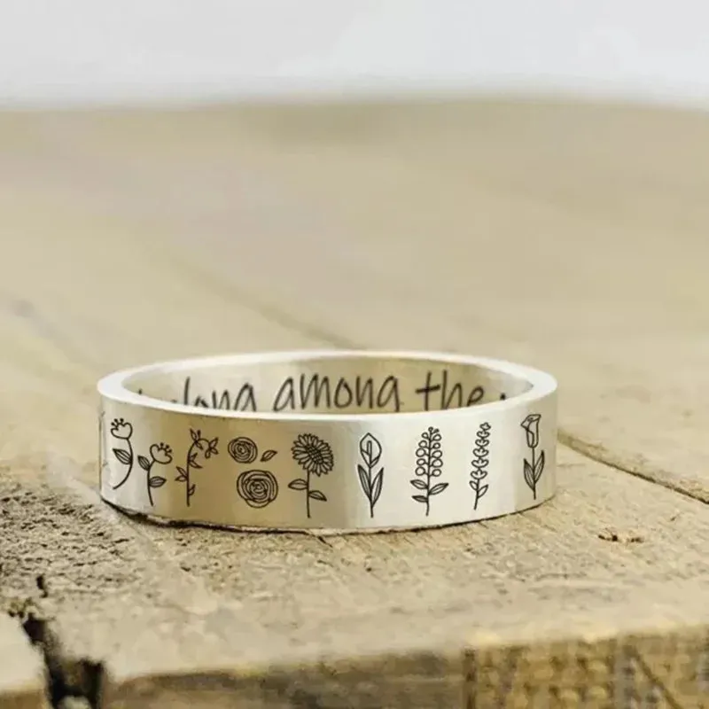 Bohemian Delicate Handmade Carved Flower Rings Vintage Mushroom Ring For Women Girls Wedding Band Best Christmas Birthday Gift