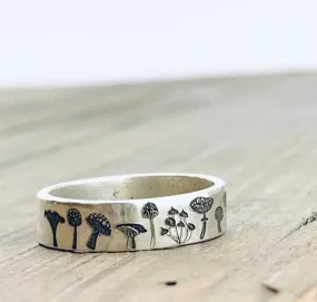 Bohemian Delicate Handmade Carved Flower Rings Vintage Mushroom Ring For Women Girls Wedding Band Best Christmas Birthday Gift