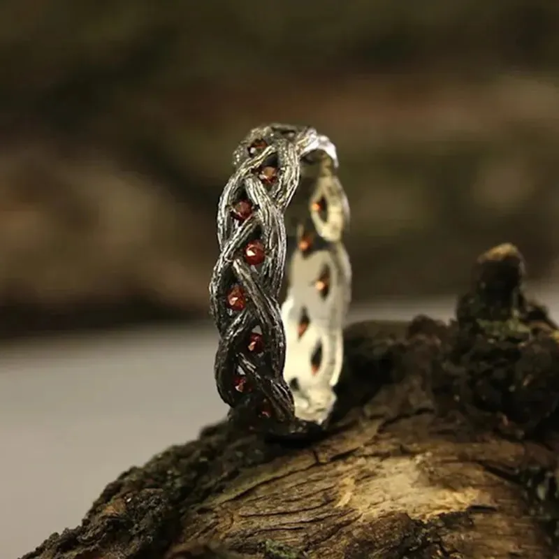 Bohemian Delicate Handmade Carved Flower Rings Vintage Mushroom Ring For Women Girls Wedding Band Best Christmas Birthday Gift