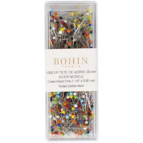 Bohin, 1-1/4" Quilting Glass Head Pin, Size 20, 1000 ct