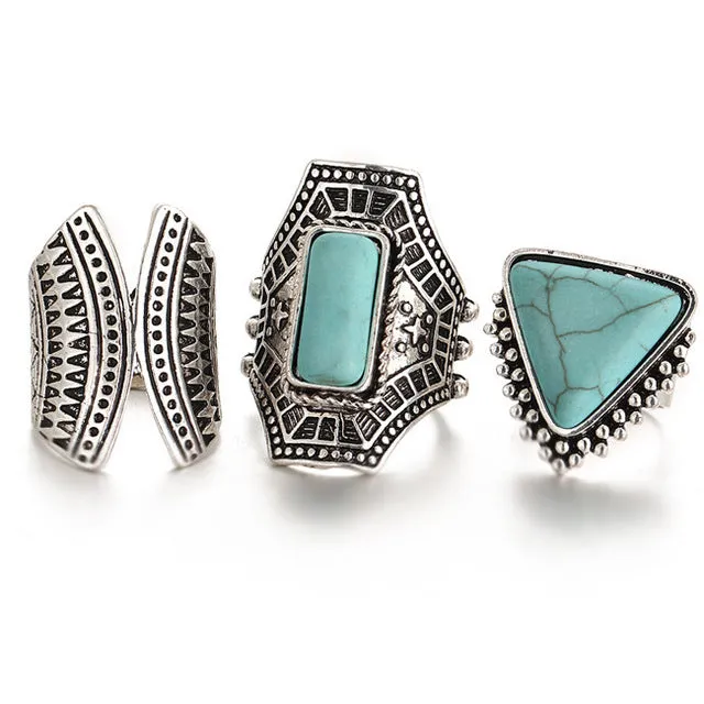 Boho 3 piece ring set