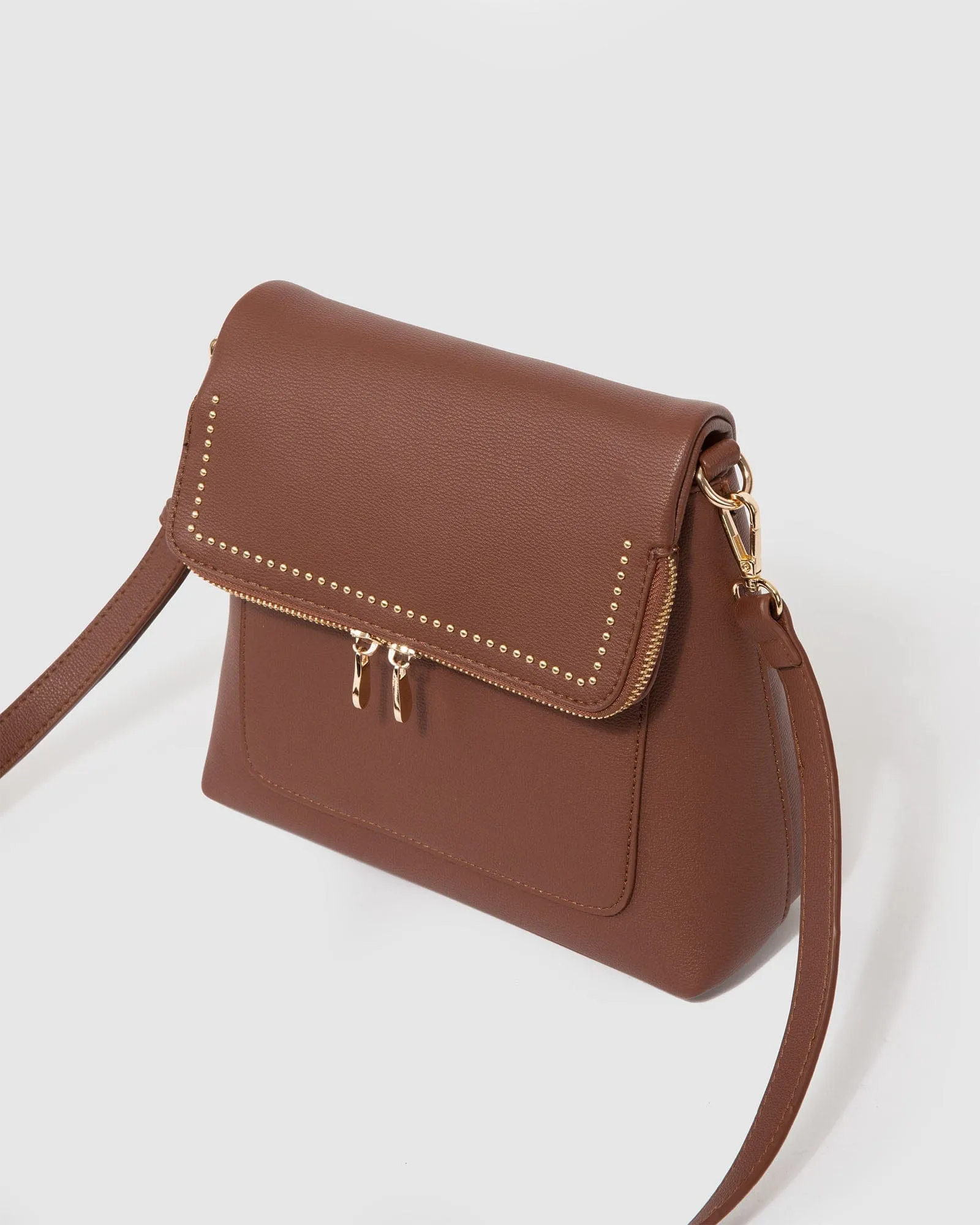Brown Chloe Flap Over Crossbody Bag