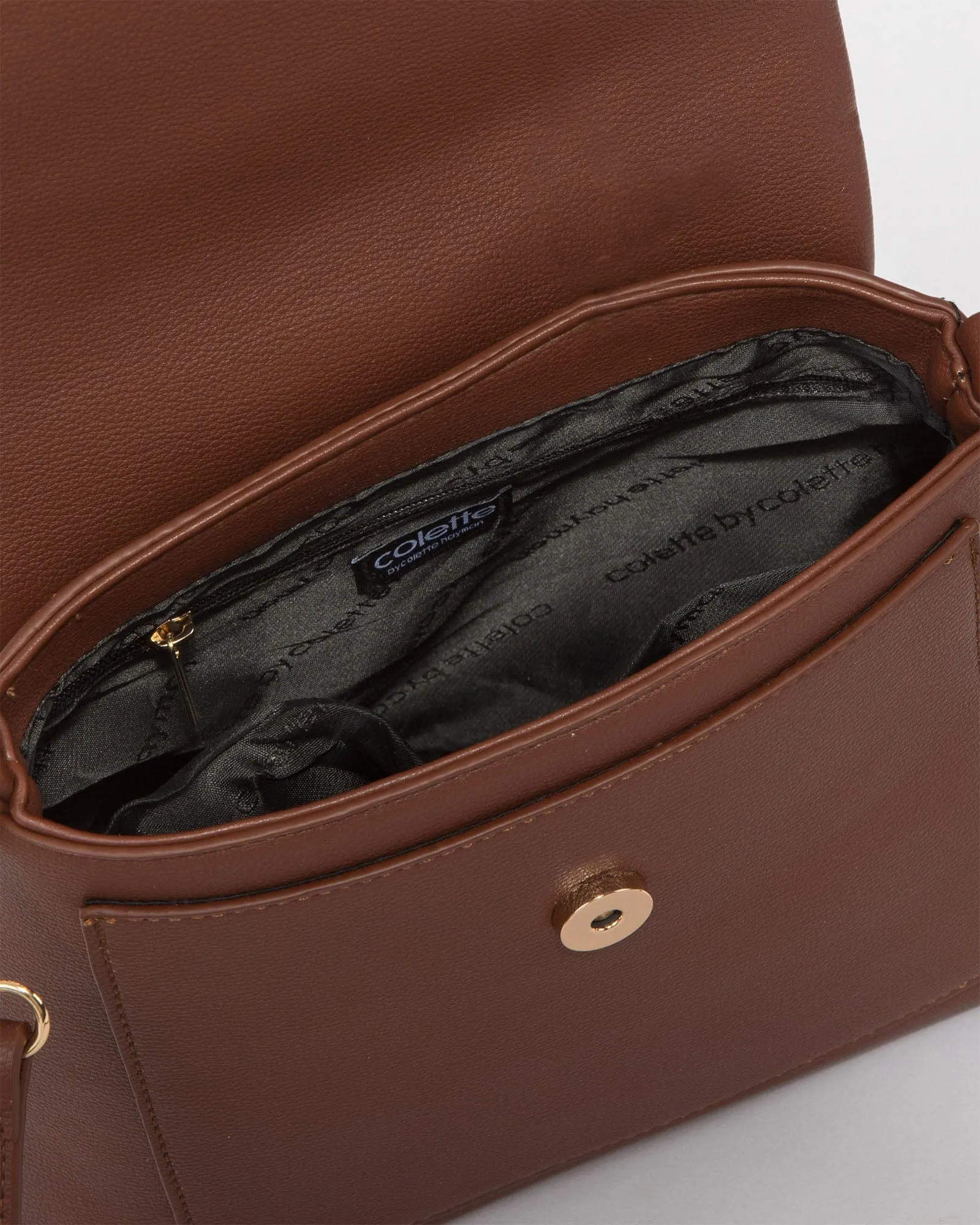Brown Chloe Flap Over Crossbody Bag