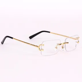 Cartier Exquisite Designed Rimless Gold And Black Metal Glasses