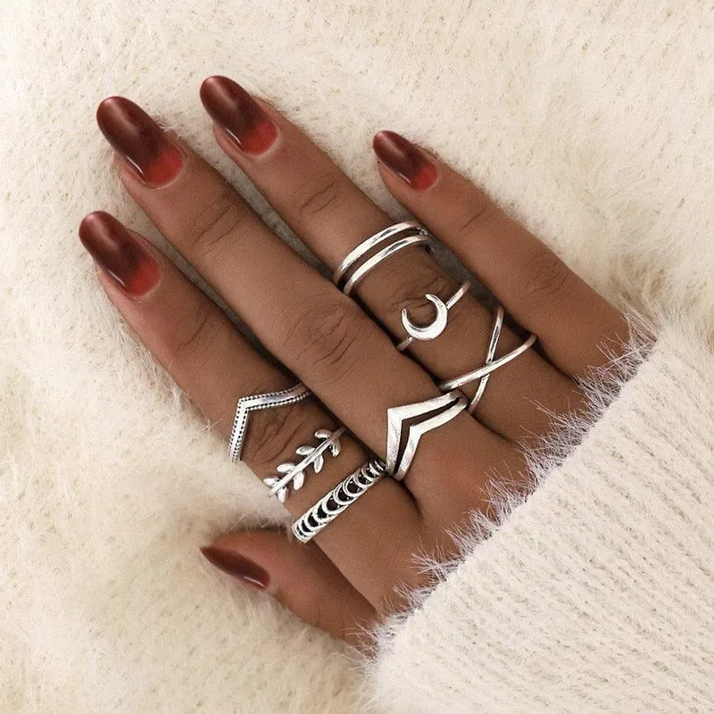 Charming 12-Piece Bohemian Gold Crystal Ring Set - Elegant Jewelry Collection for Women