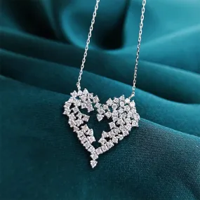 Chic Design Love Heart Pendant Necklace for Women Cubic Zirconia