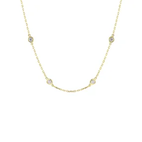 Classic Bezel Station Diamond Necklace 1ct