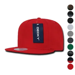 Decky Flat Bill Cotton 5 Panel Constructed High Crown Baseball Hats Caps