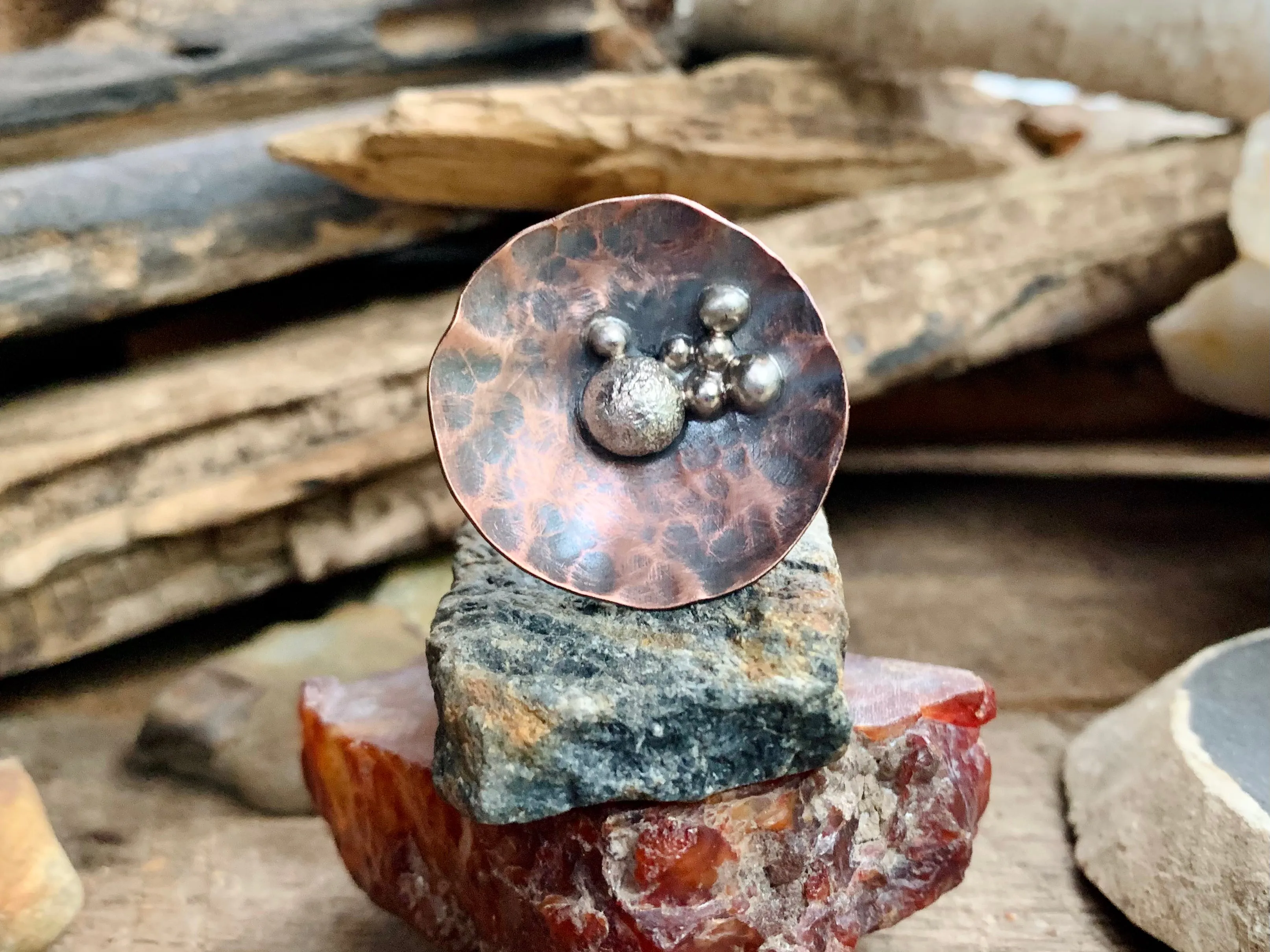 Disc Ring Copper and Sterling Silver C