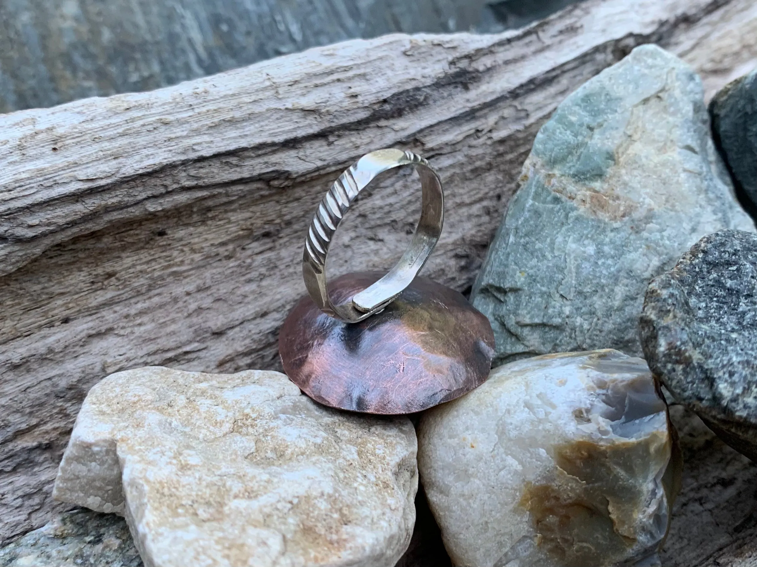 Disc Ring Copper and Sterling Silver C