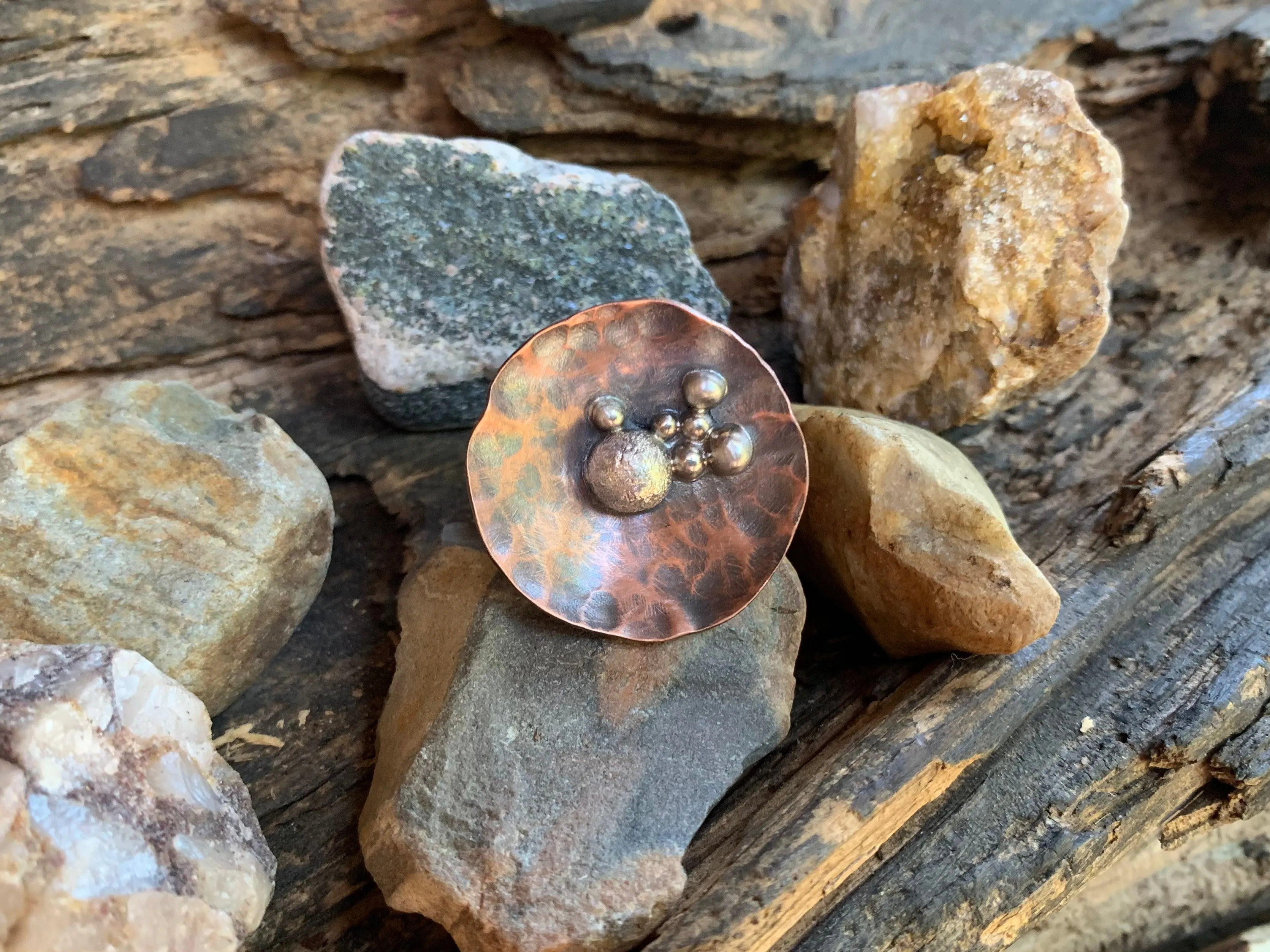 Disc Ring Copper and Sterling Silver C