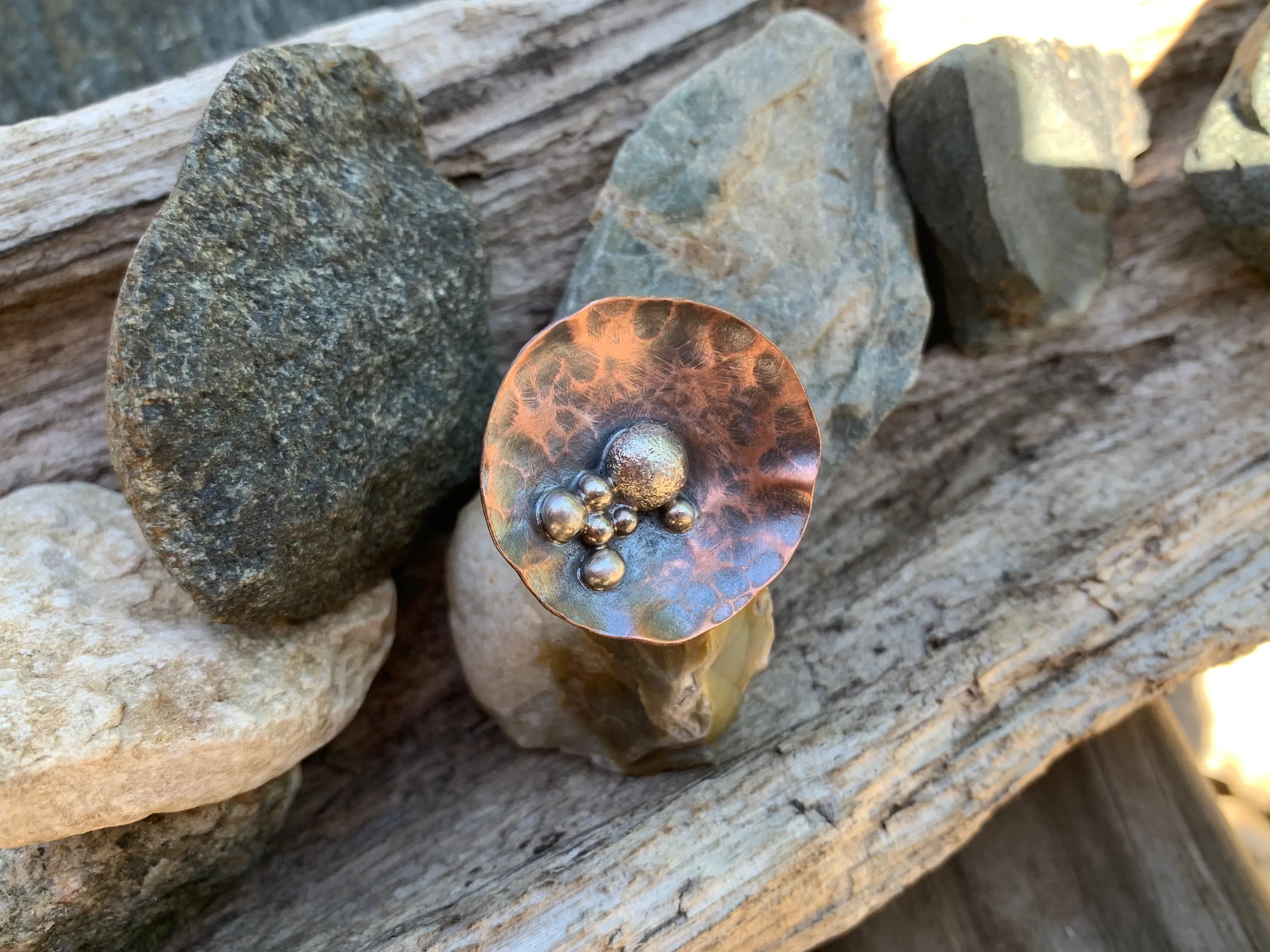 Disc Ring Copper and Sterling Silver C