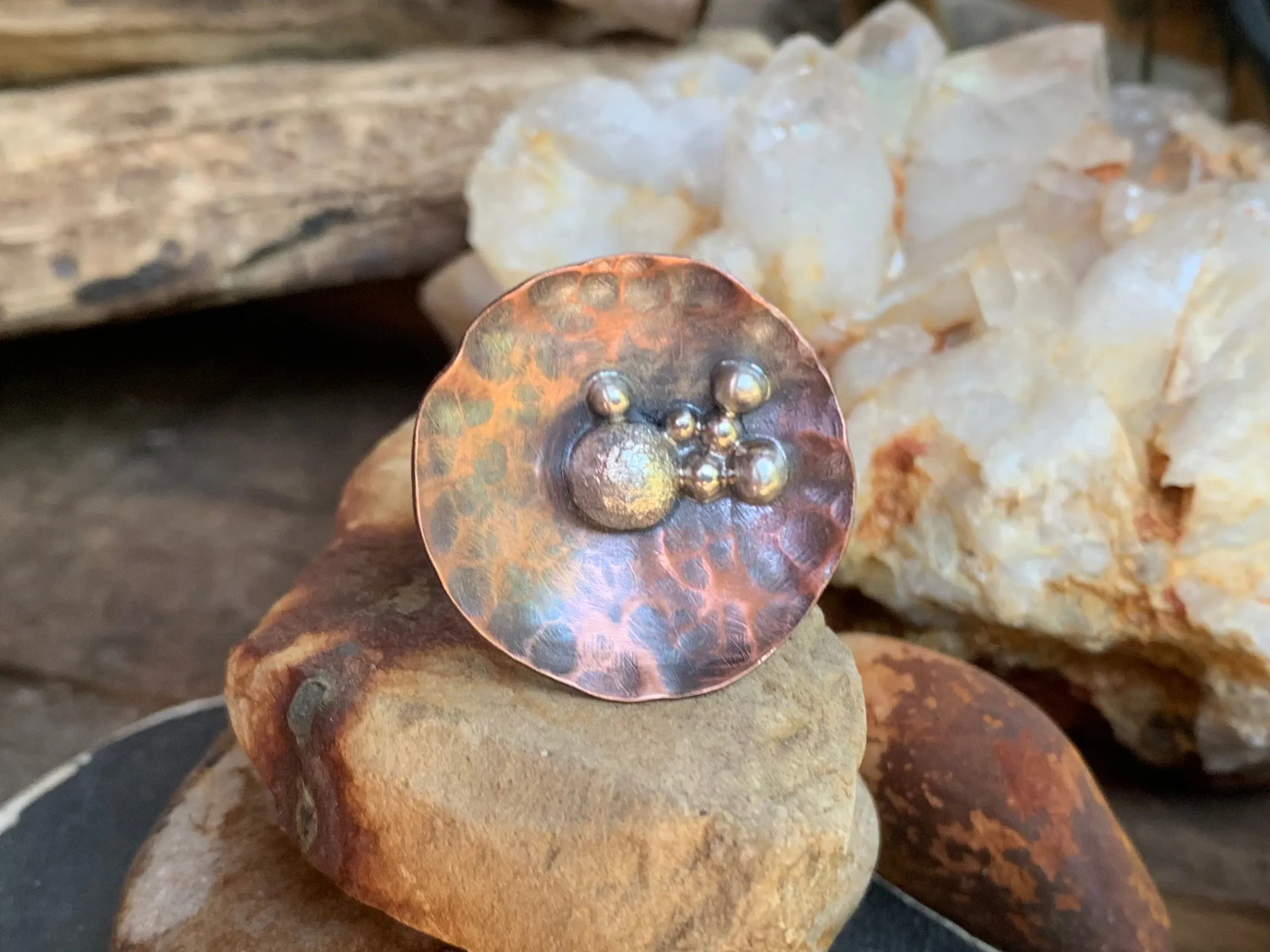 Disc Ring Copper and Sterling Silver C
