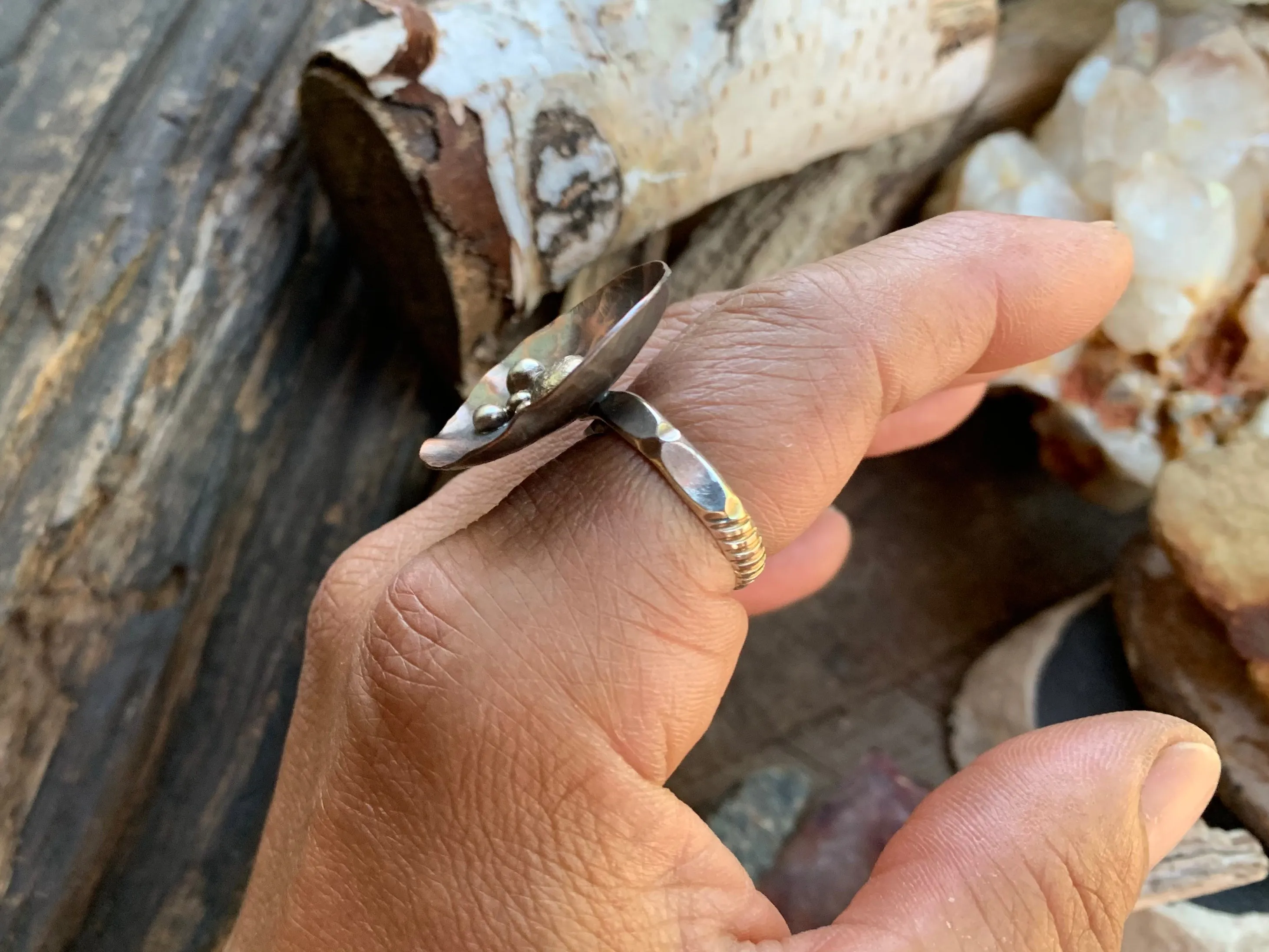 Disc Ring Copper and Sterling Silver C