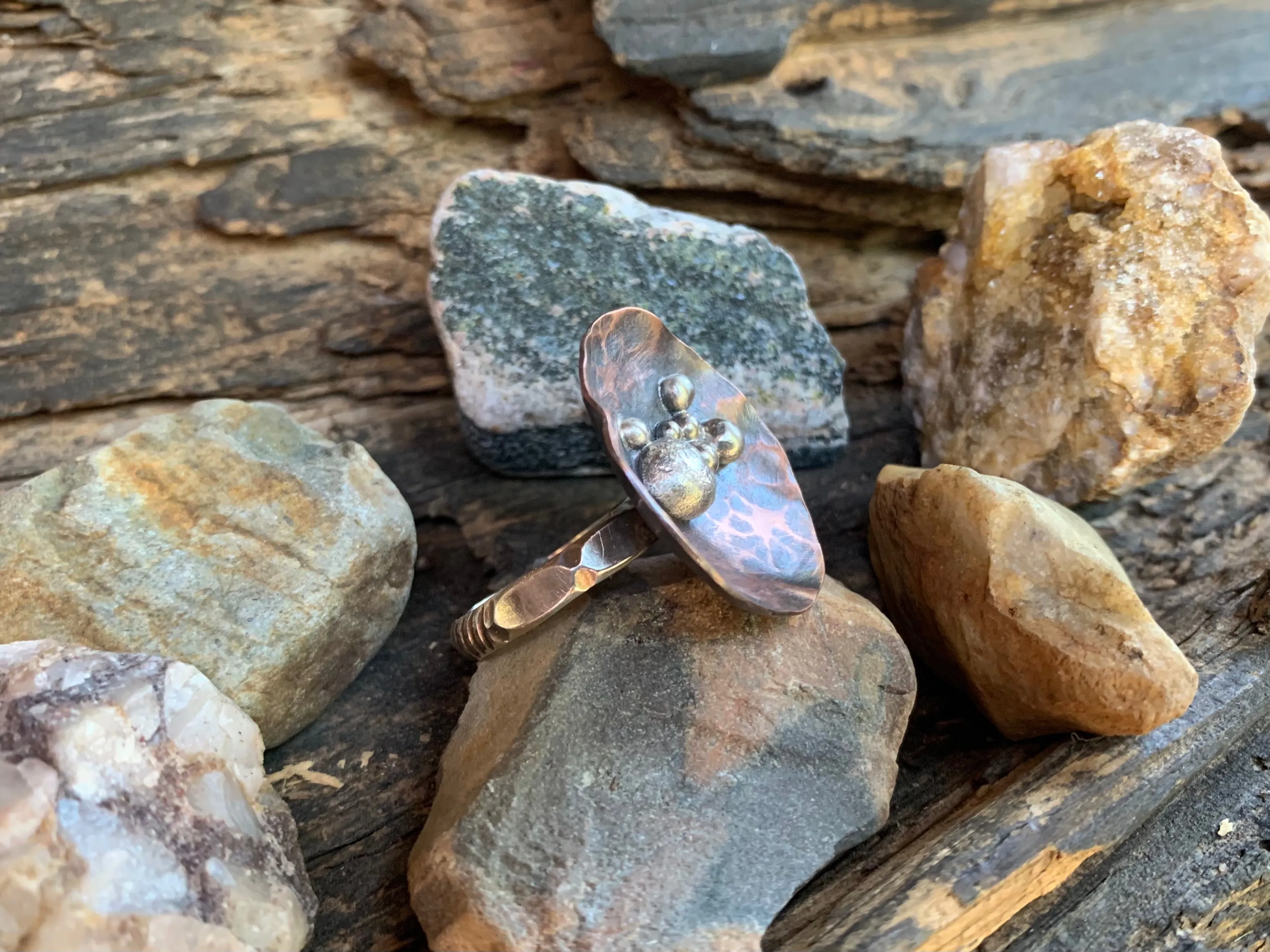 Disc Ring Copper and Sterling Silver C