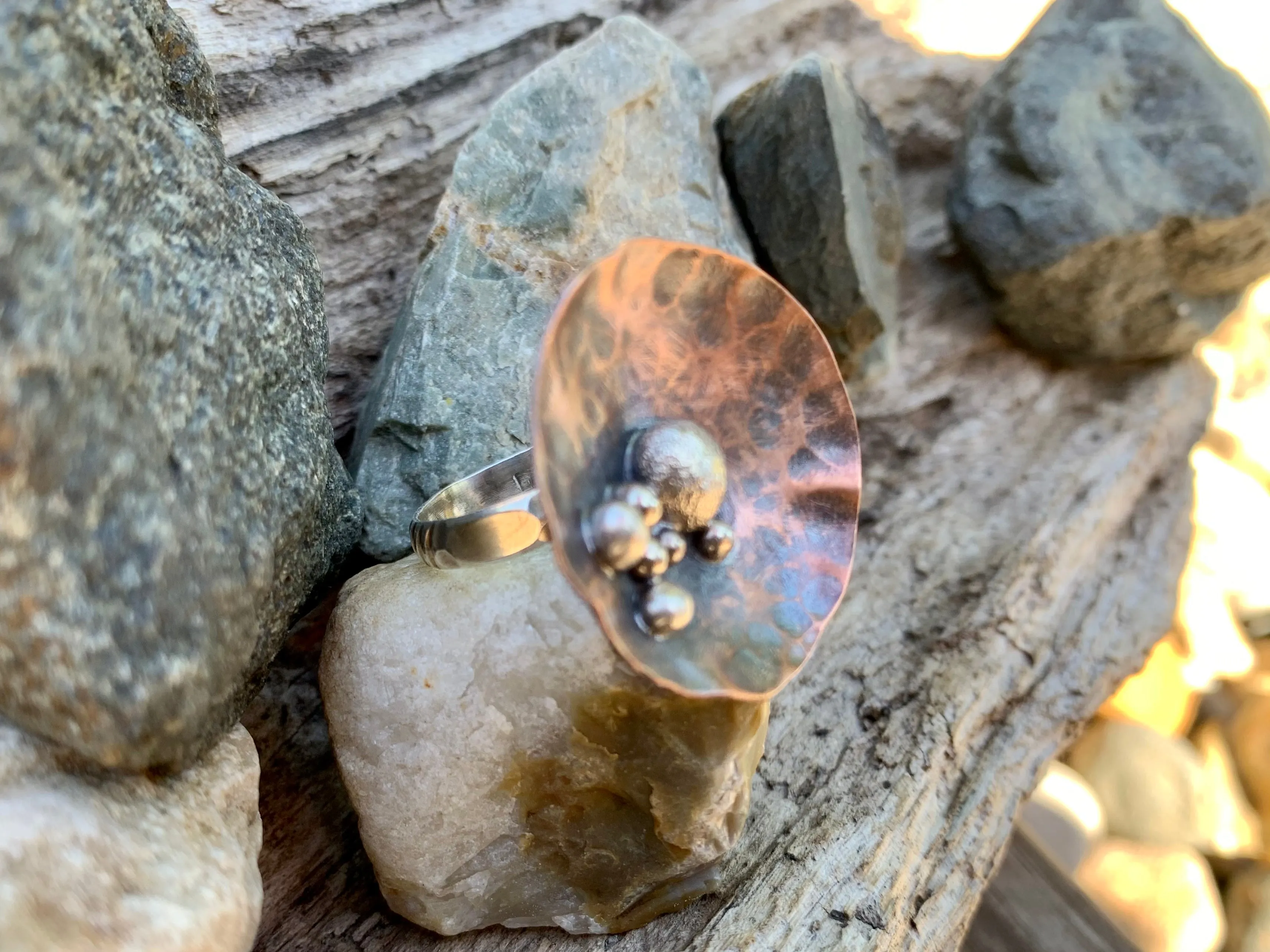 Disc Ring Copper and Sterling Silver C