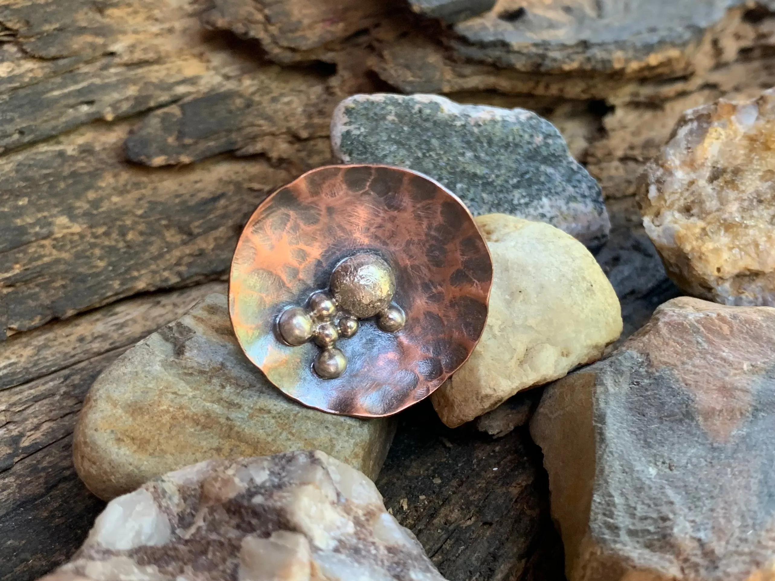 Disc Ring Copper and Sterling Silver C
