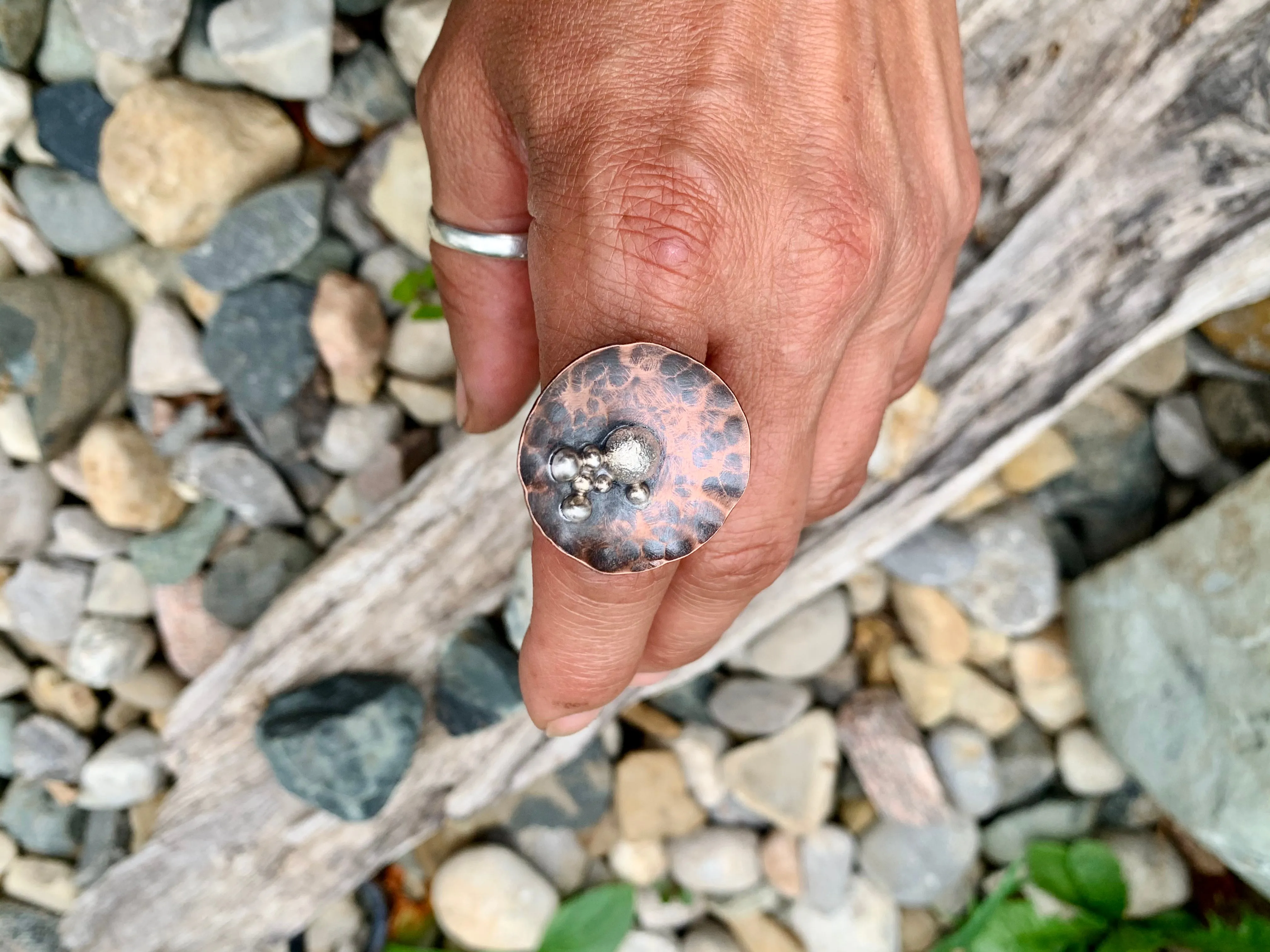 Disc Ring Copper and Sterling Silver C