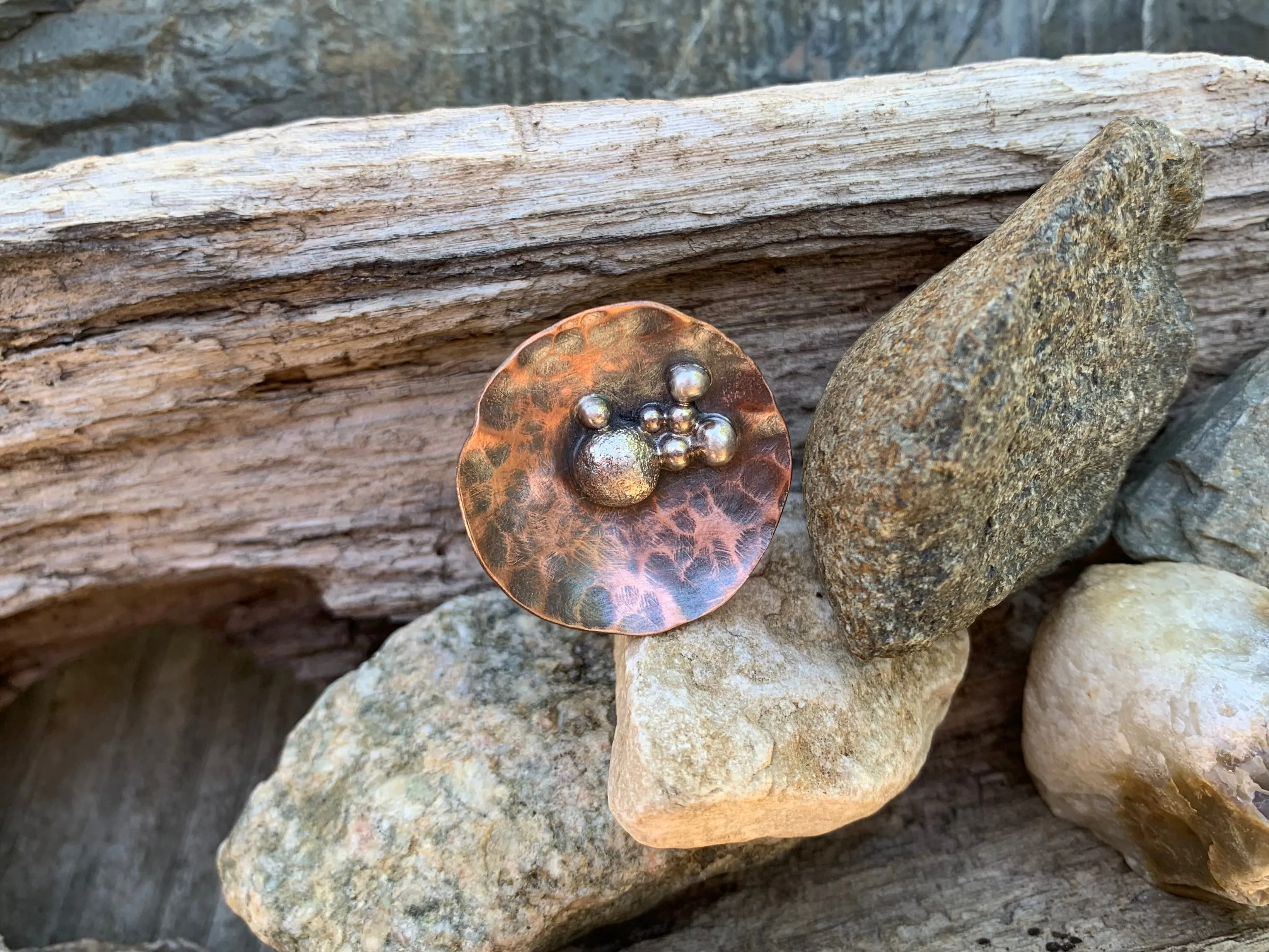 Disc Ring Copper and Sterling Silver C