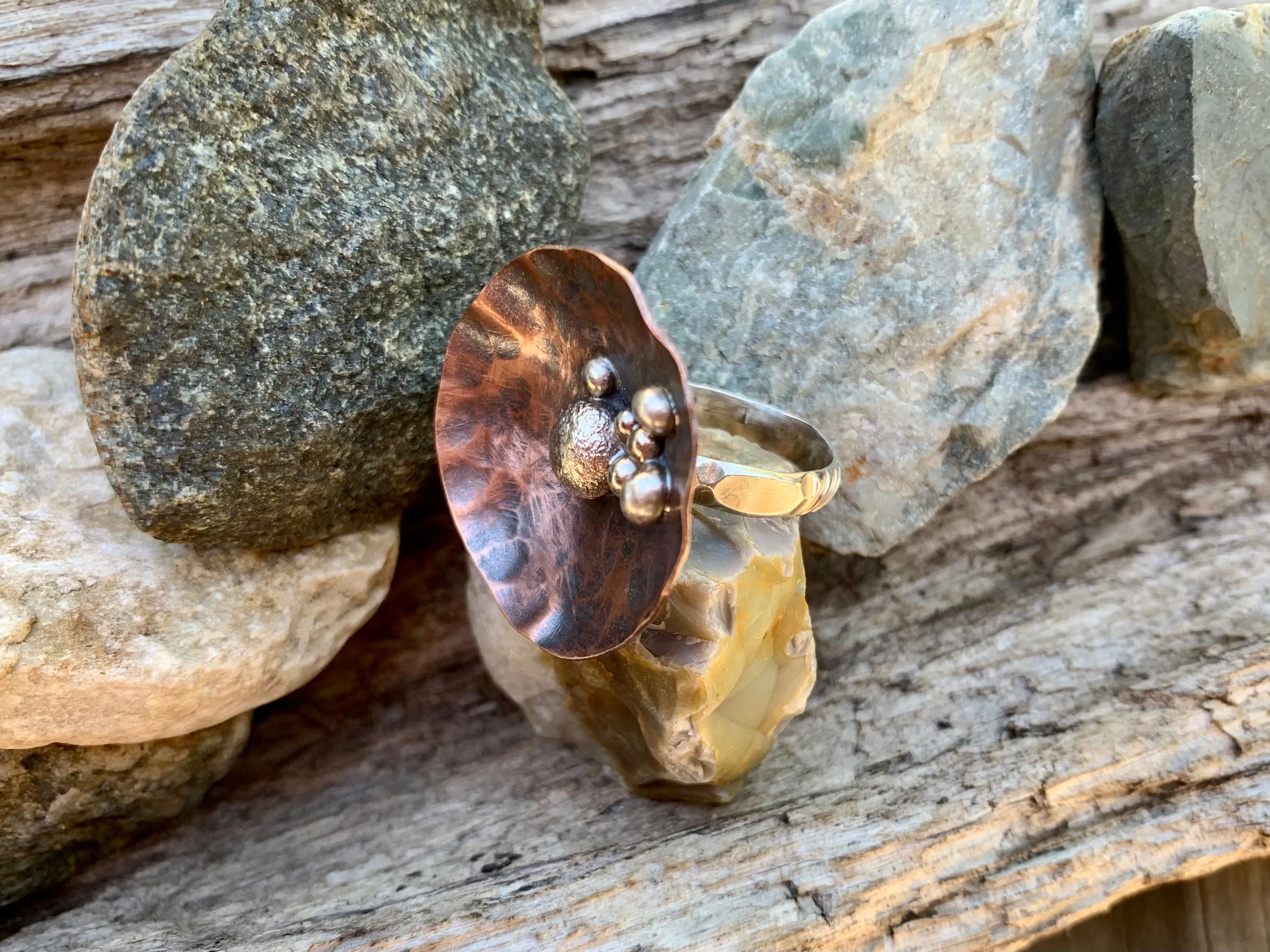 Disc Ring Copper and Sterling Silver C