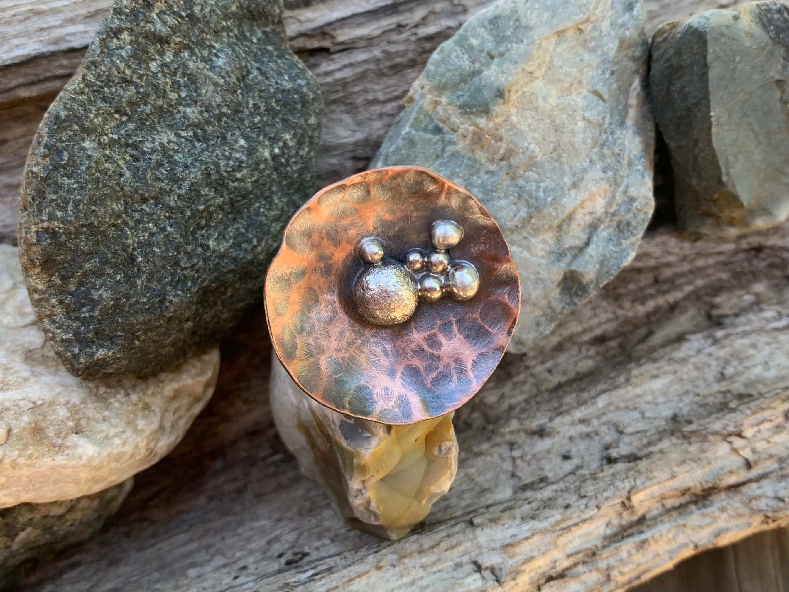 Disc Ring Copper and Sterling Silver C