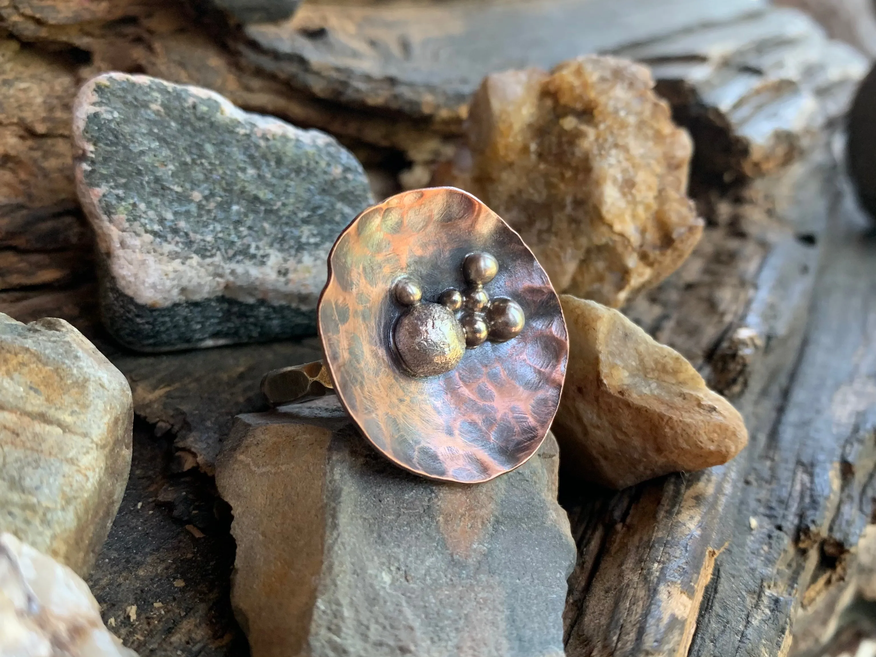 Disc Ring Copper and Sterling Silver C