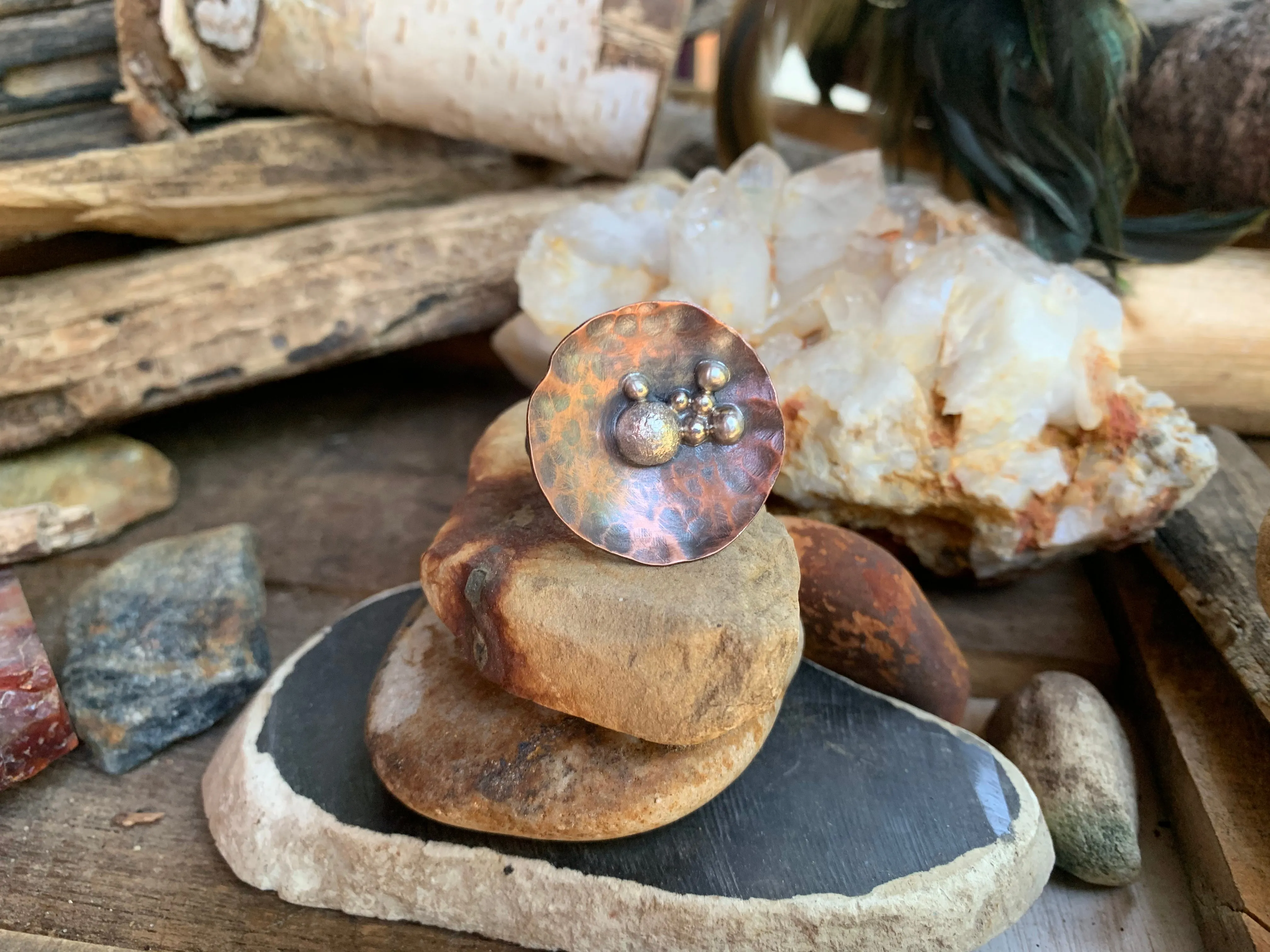 Disc Ring Copper and Sterling Silver C