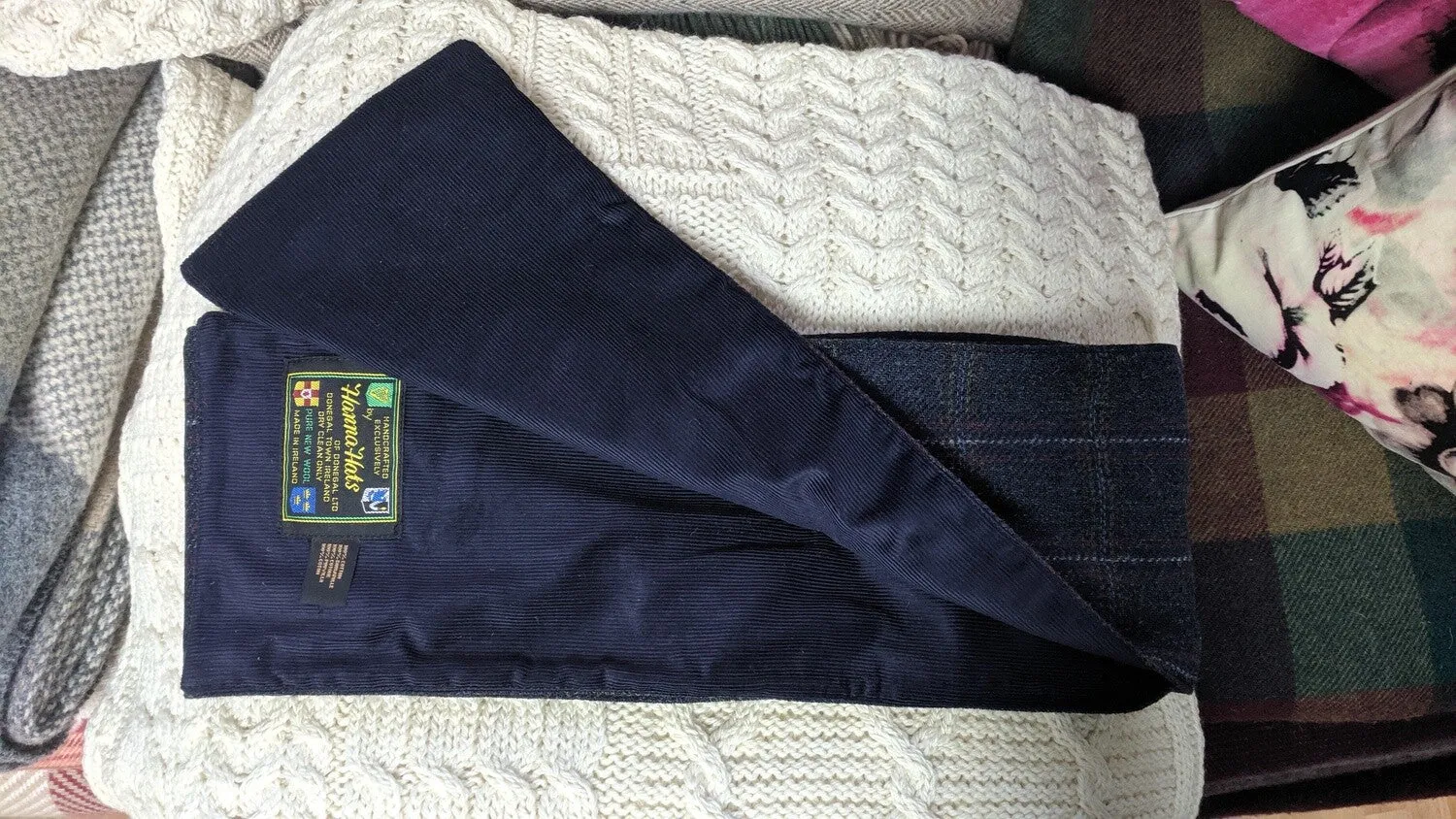 Donegal Tweed Scarf with Corduroy Lining